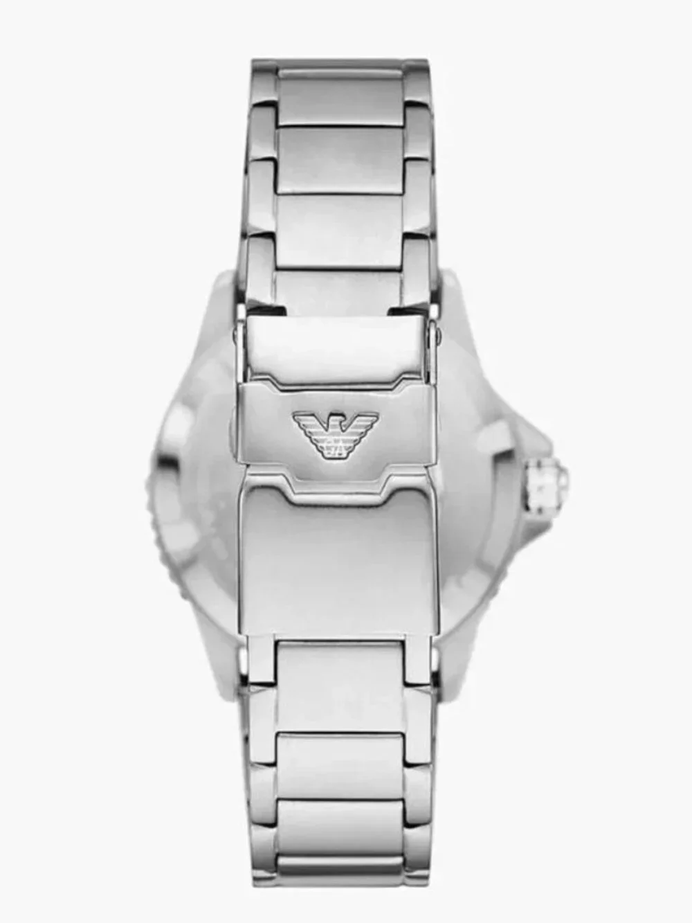 Emporio Armani AR11590 Mens GMT Watch Blue Red Bezel Stainless Steel Bracelet